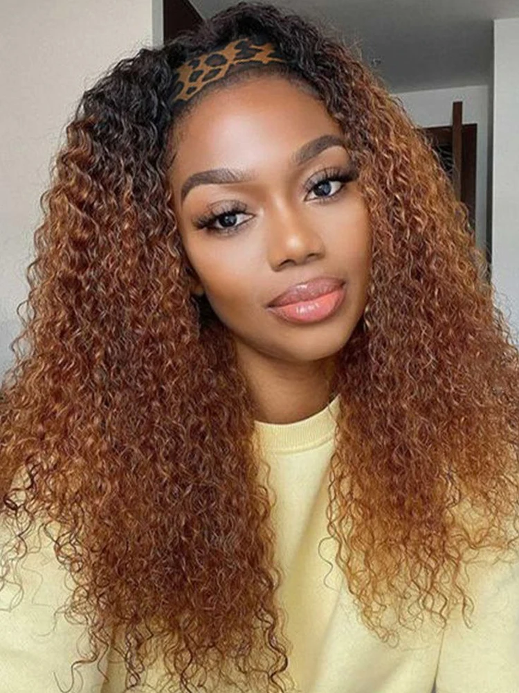 Ed Ombre Short Wigs For Women Curly Style Black T1b 30 Brown Auburn Mogul Hair