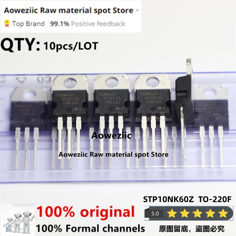 

Aoweziic 2021+ 100% New Imported Original P10NK60Z STP10NK60Z TO-220 N-Channel MOS FET 600V 10A