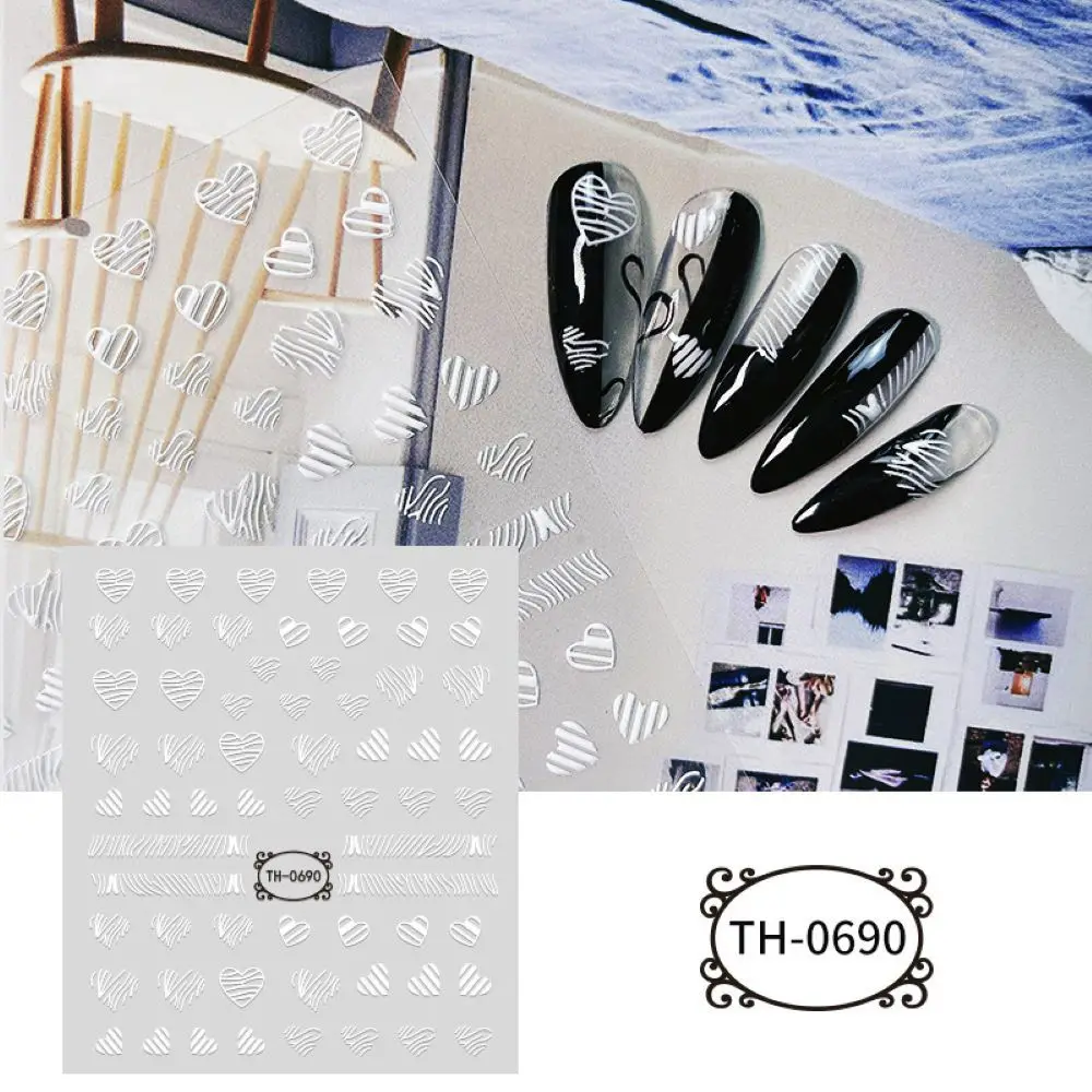Слайдеры музыка звезда дизайн 5D наклейки для ногтей любовь сердце белый