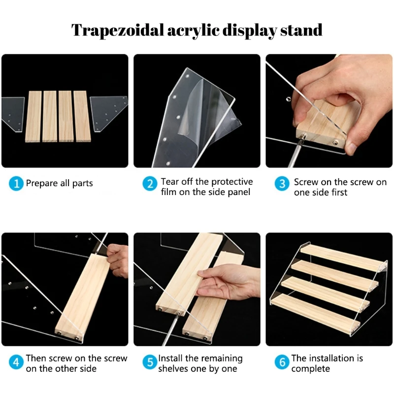 Демонстрационная стойка из акрила и дерева витрина для фигурок органайзер