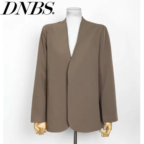 DNBS с v-образным вырезом на одной пуговице, однотонный, высококачественный, весна-осень 2023, новый женский модный дизайн, короткий пиджак