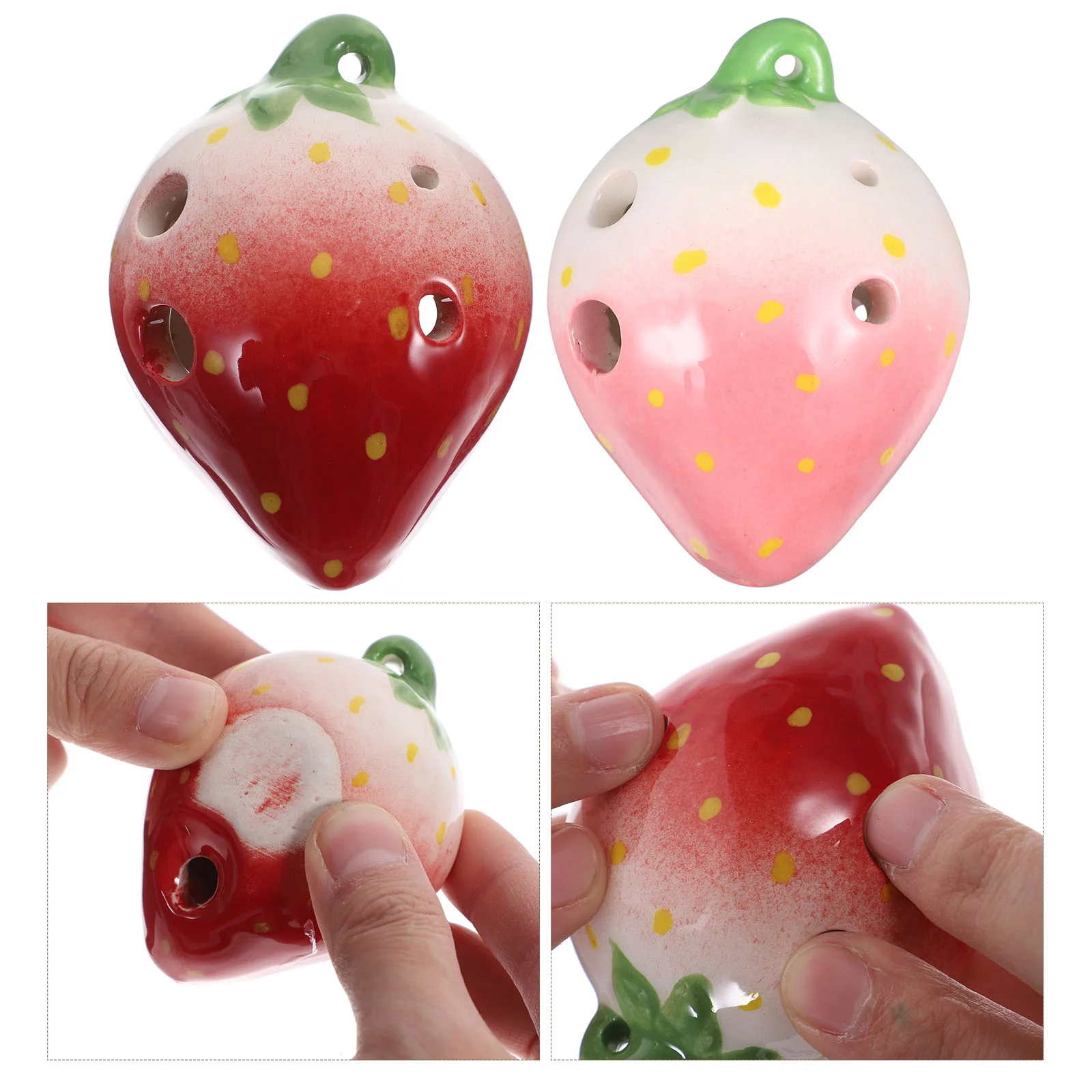 

2 Sets Strawberry Fruit Ocarina Childrens Gifts 6- Hole Ocarina Simple Wind Instrument Porcelain Music Instrument Toys Toddler