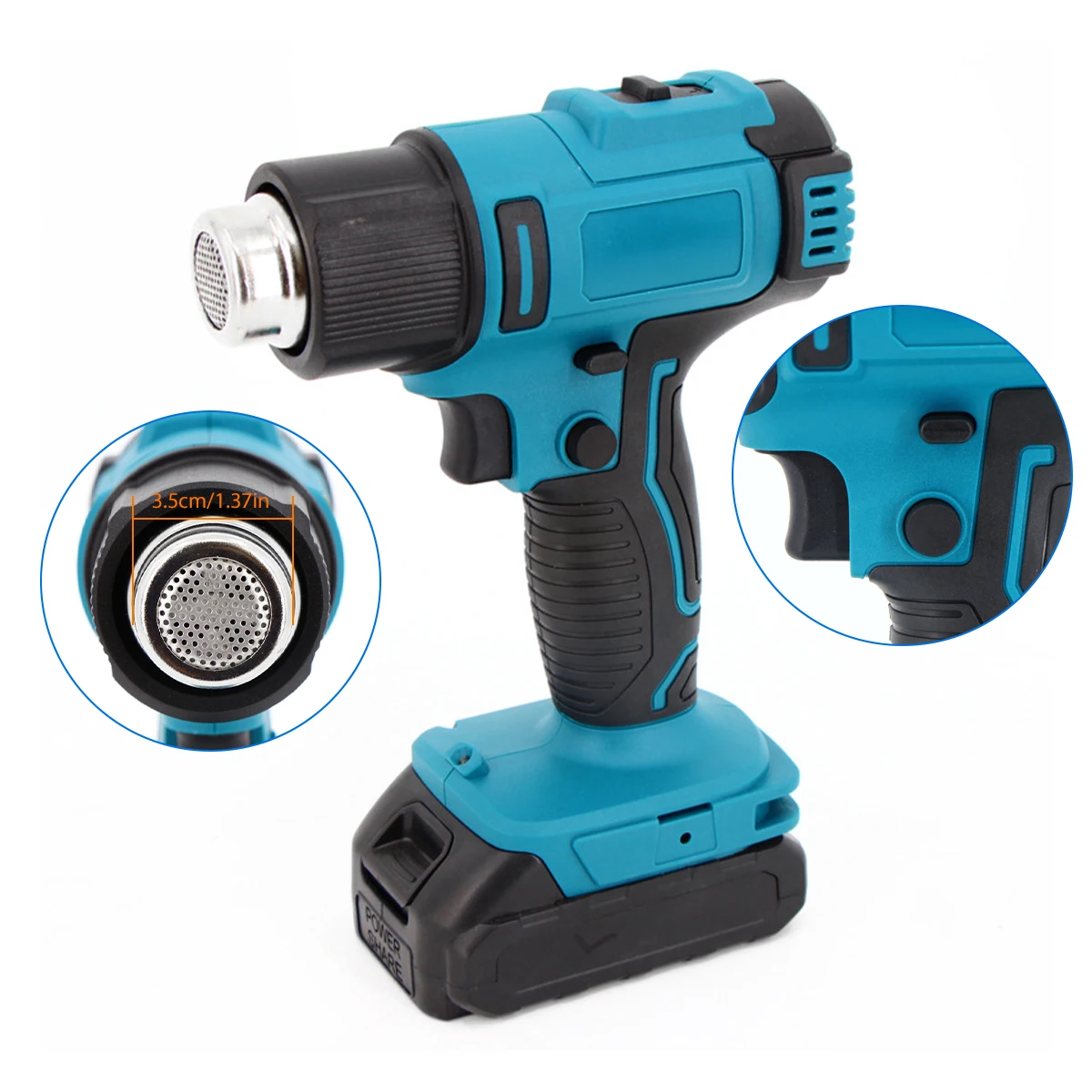 

Cordless Electric Air Heater Handheld Hot Air Machine Lithium Rechargeable Heating Equipment Temperatures Adjustable Power Tool