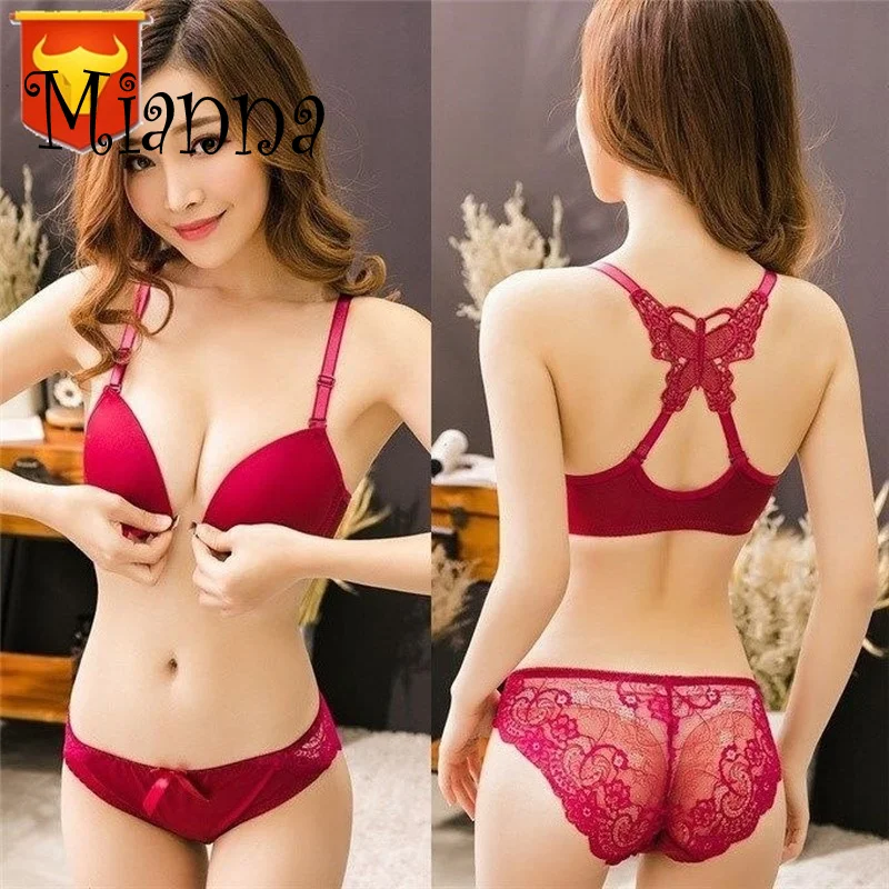 

Front Closure Bras for Women Underwear Sexy Lace Bralette Push Up Brassiere BH Wireless Bra Breathable Soutien Gorge Bra Set