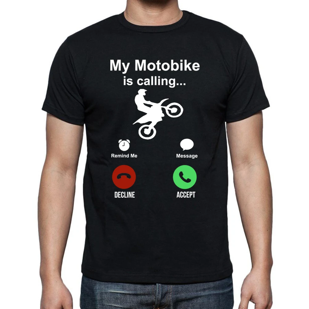 

Смешные футболки Dirtbike Motocross Is call, хлопковая Футболка с графическим рисунком, уличная одежда, мотоциклетная футболка в стиле Харадзюку, мужск...