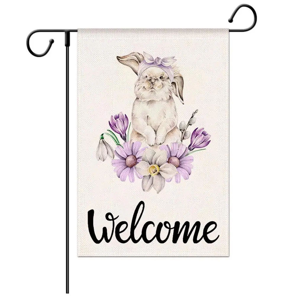 

Vivid Color Easter Garden Flag double Sided Pattern 32 X 45 Cm Linen Flag Holiday Yard Decor for Gardens Porches Balconies