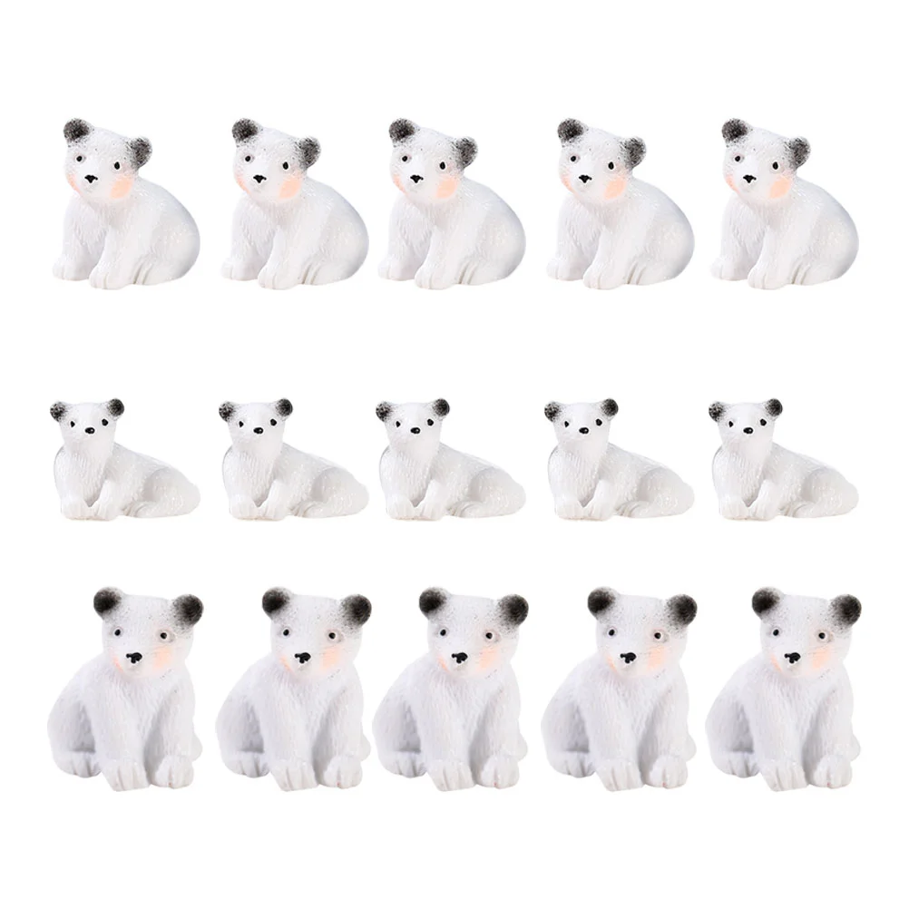 

15 Pcs Resin Polar Bear White Figurines Garden Adornment Halloween Toys Cake Decors Crafts Miniatures Baby Home