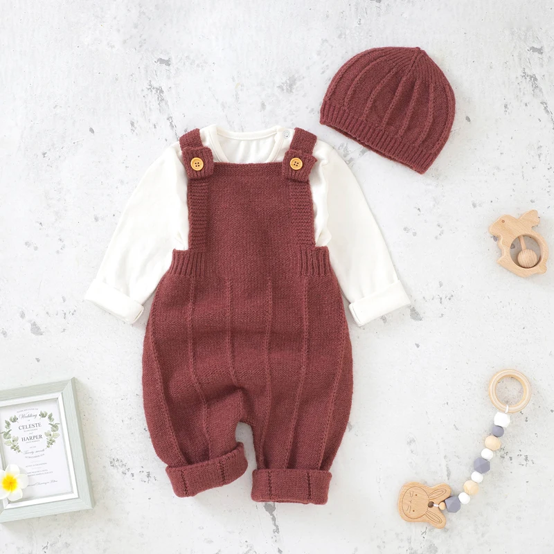 

Baby Rompers Hats Sets Newborn Infant Boys Girls Sleeveless Jumpsuits Playsuits Outfits Autumn Winter Toddler Kids 2pcs Costumes