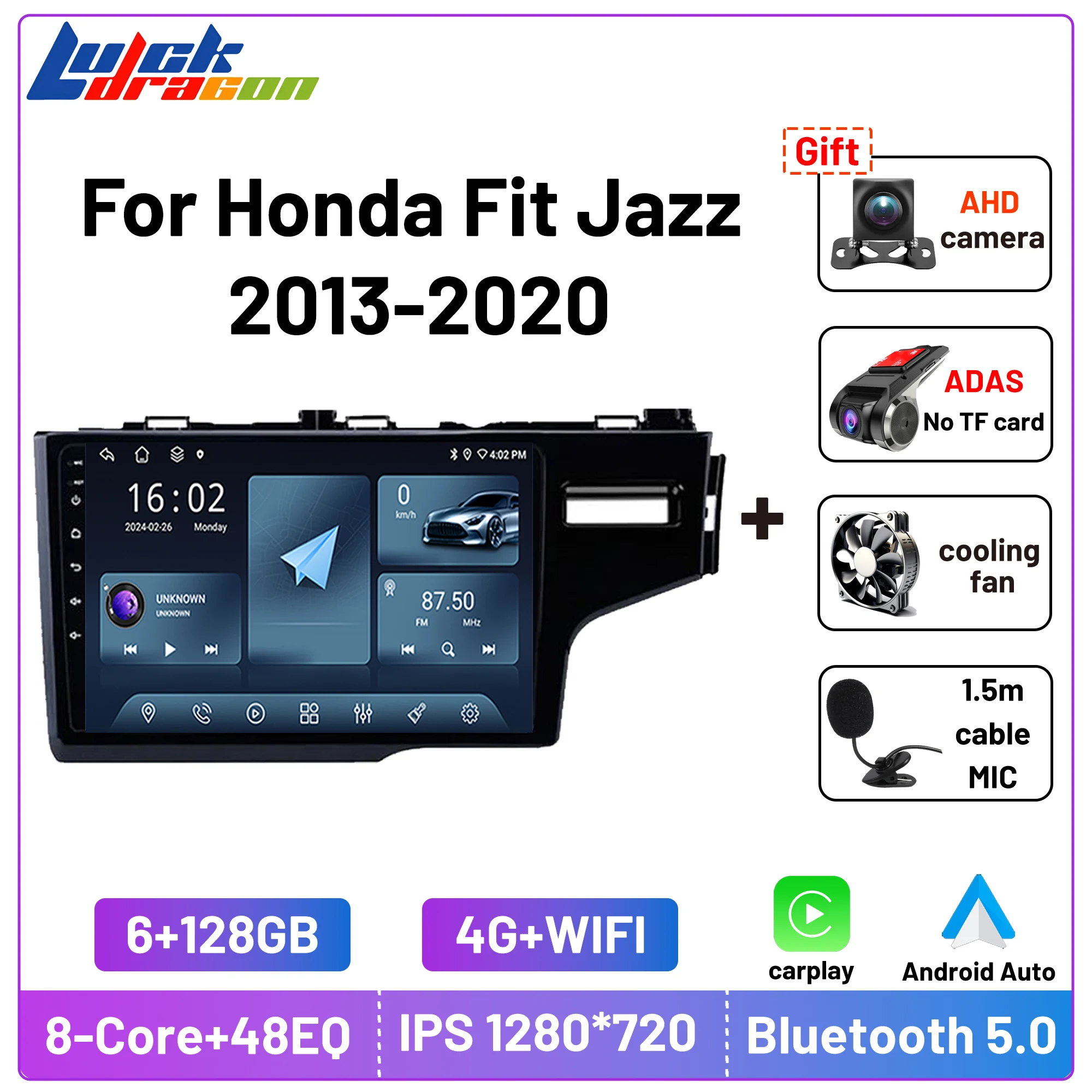 

Автомагнитола Carplay, 2DIN, Android, для Honda Fit Jazz 2013-2020, Android, 13, 8 ядер, Wi-Fi, gps, DSP, сабвуфер, стерео