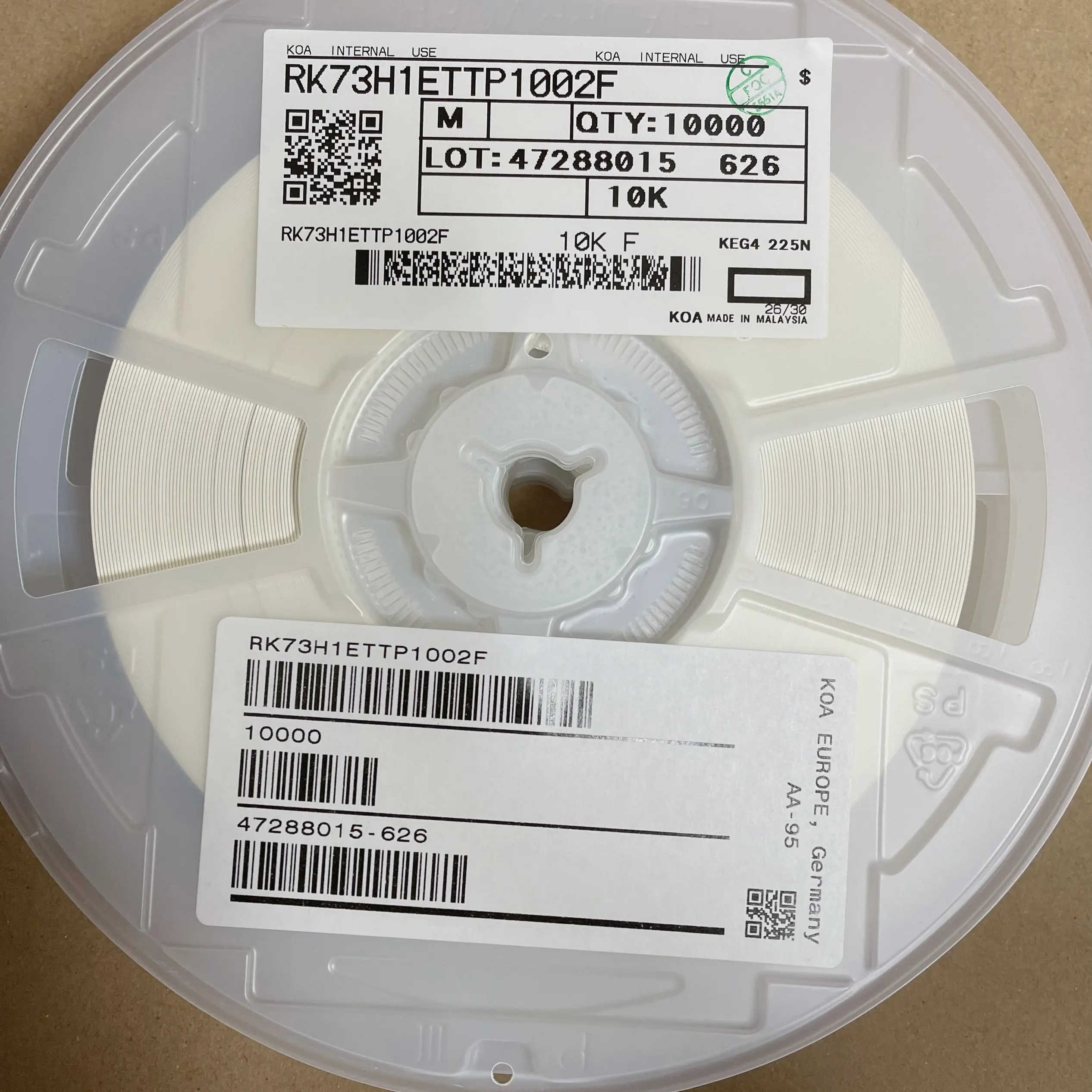 100 шт./лот серия значений сопротивления RK73H1ETTP1002F RK73H1ETTP 0402 1% автомобильного класса