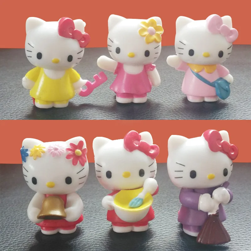 

Hello Kitty Mini Figures 6pcs/set Anime Cartoon Kitty Cat PVC Toy Doll Cosplay Cake Decoration Ornament Children’s Birthday Gift