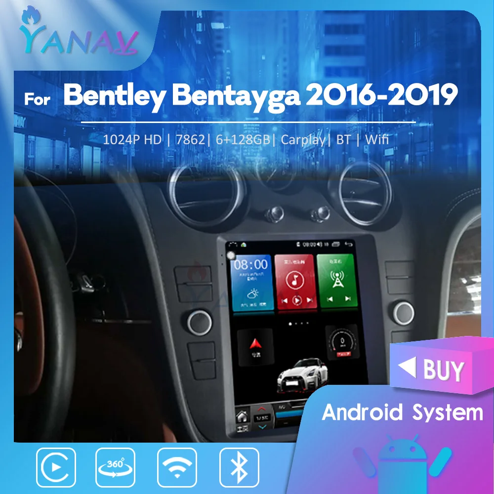 

Android Auto Stereo Multimedia Player Car Radio For Bentley Bentayga 2016-2019 GPS Navigation HD Screen Head Unit Tap Recorder