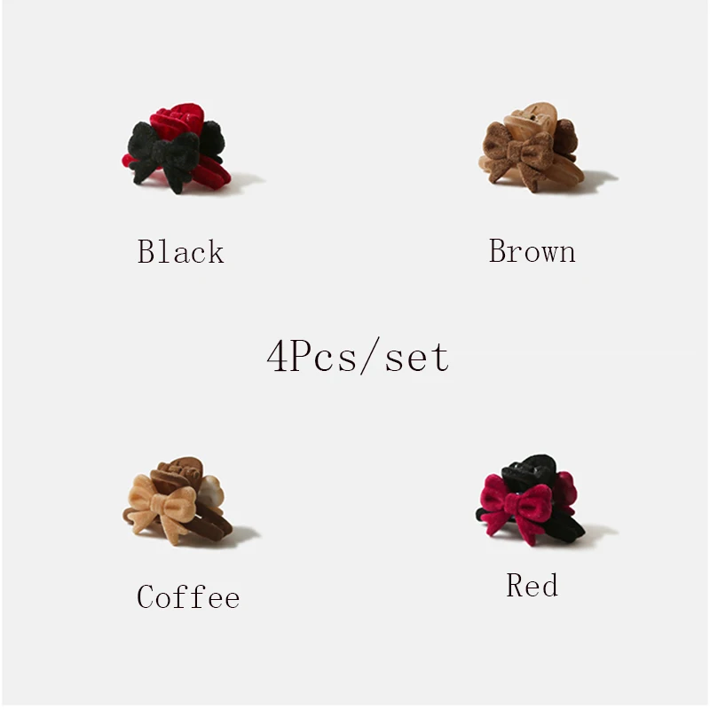 

Chengxi Hair Claw Autumn/winter Color Flocking Bow Hair Clip Small Grab Sweet Korean Girl Bangs Clip Cute Side Hair Accessories
