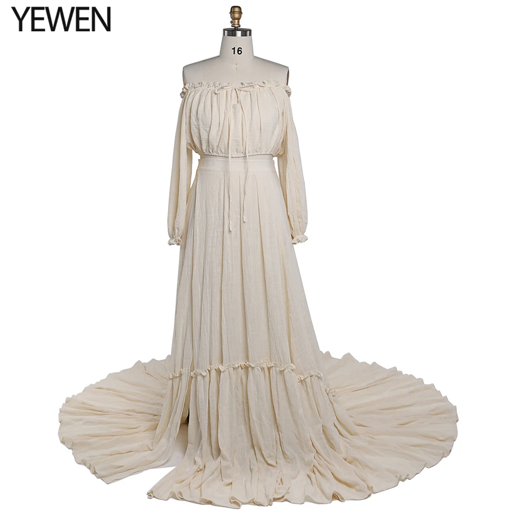 

Summer Long Dress 2022 Women Off Shoulder Cotton Beach Dress Elegant Female Vacation Casual Pencil Dress YD22106