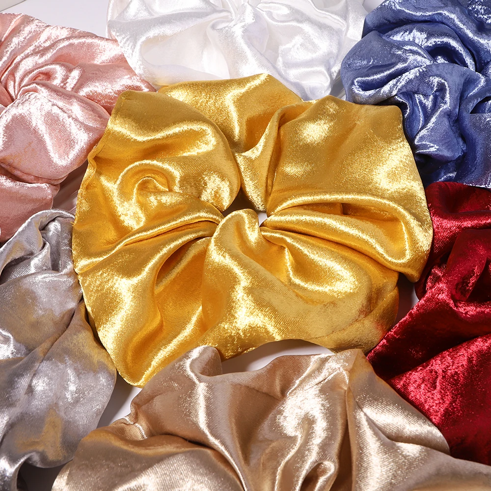 

Oversized Solid Color Satin Hair Scrunchies Women High Quality Elastic Hair Band Rubber Bands Ponytail Headwear Hair Accessories