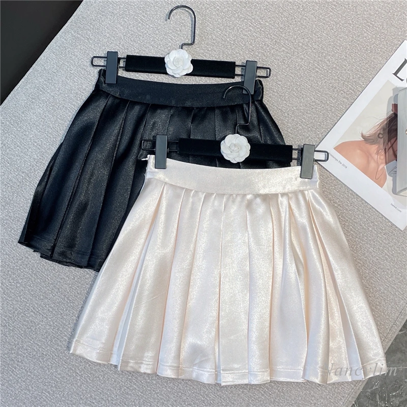 

Атласная плиссированная юбка для женщин, весна-зима 2022, Новая Элегантная облегающая юбка для девушек с завышенной талией и боковой молнией ...