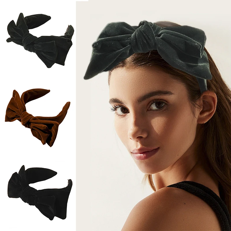 

Women Headband Bow Fabric Hairbands For Women Girls Thickened Gold Flocking Hair Band Hair Accessories Banner Wide Head Hoop
