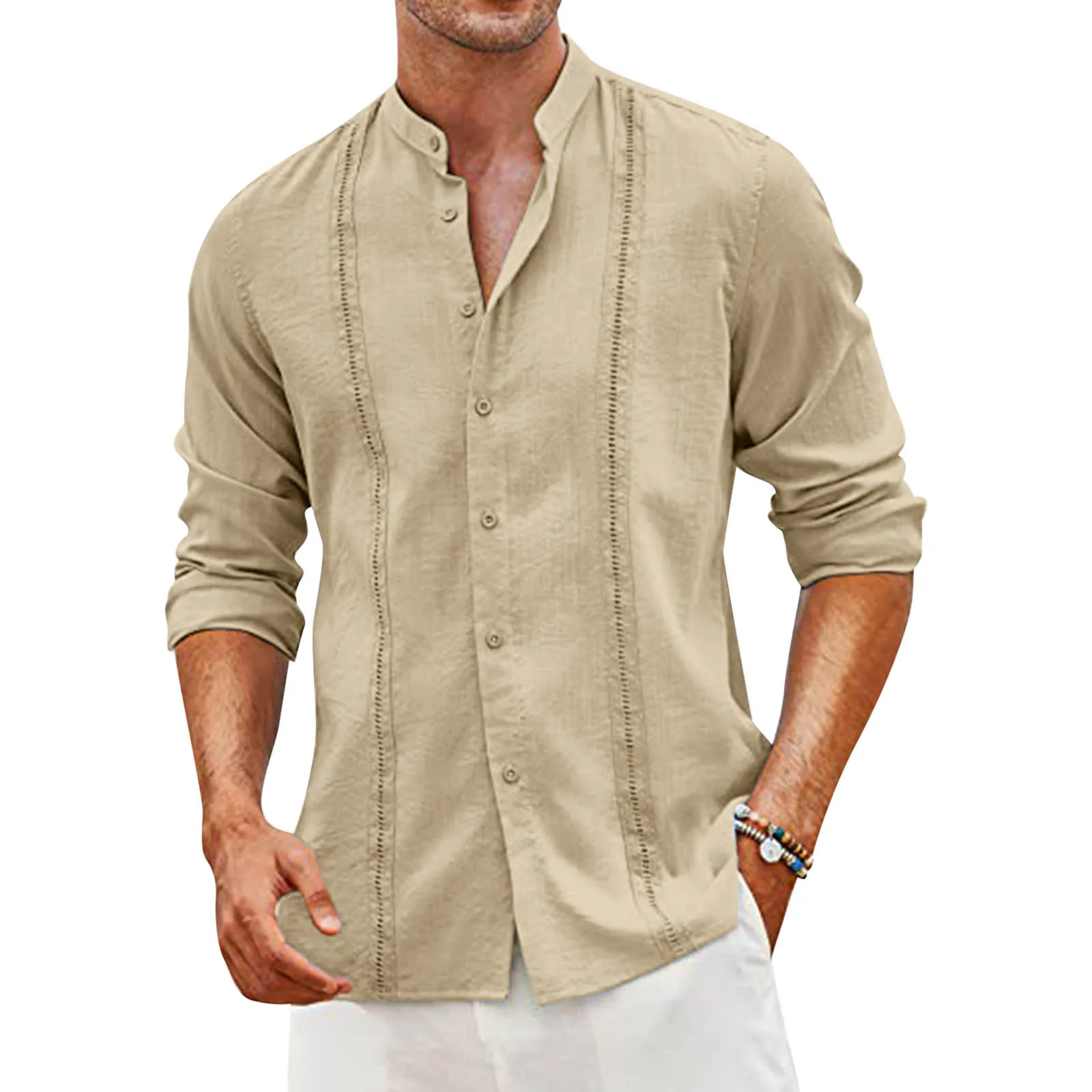 

Men's Casual Blouse Cotton Linen Shirt Male Solid Color Long Sleeve Tee Shirt Summer Short-Sleeved Linen Shirts Sleeveless Tops