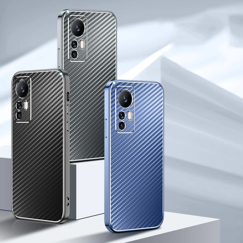 

For Xiaomi 12 Pro 12X 12S Case Luxury Carbon Fiber Texture Metal Full Protection Cover Capa for Xiaomi Mi 12 12S Pro Case