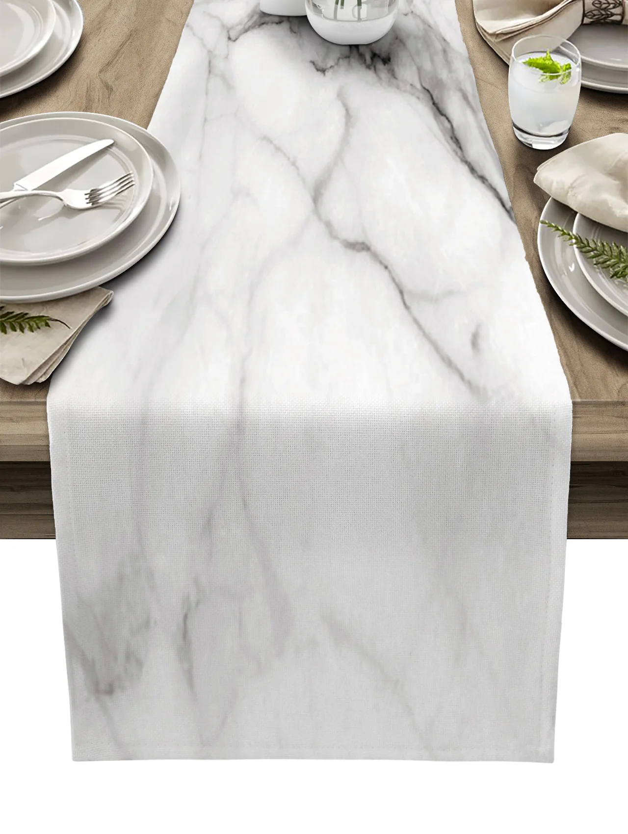 

Мраморная настольная дорожка украшения для домашней вечеринки скатерть из хлопка и льна для свадьбы