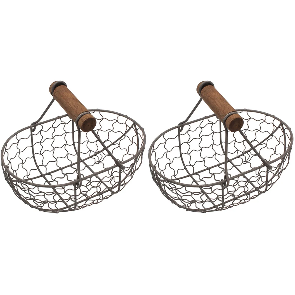 

2 Pcs Hamper Baskets Gifts Empty Multi-function Fruit Multifunction Iron Wire Convenient Egg Serving