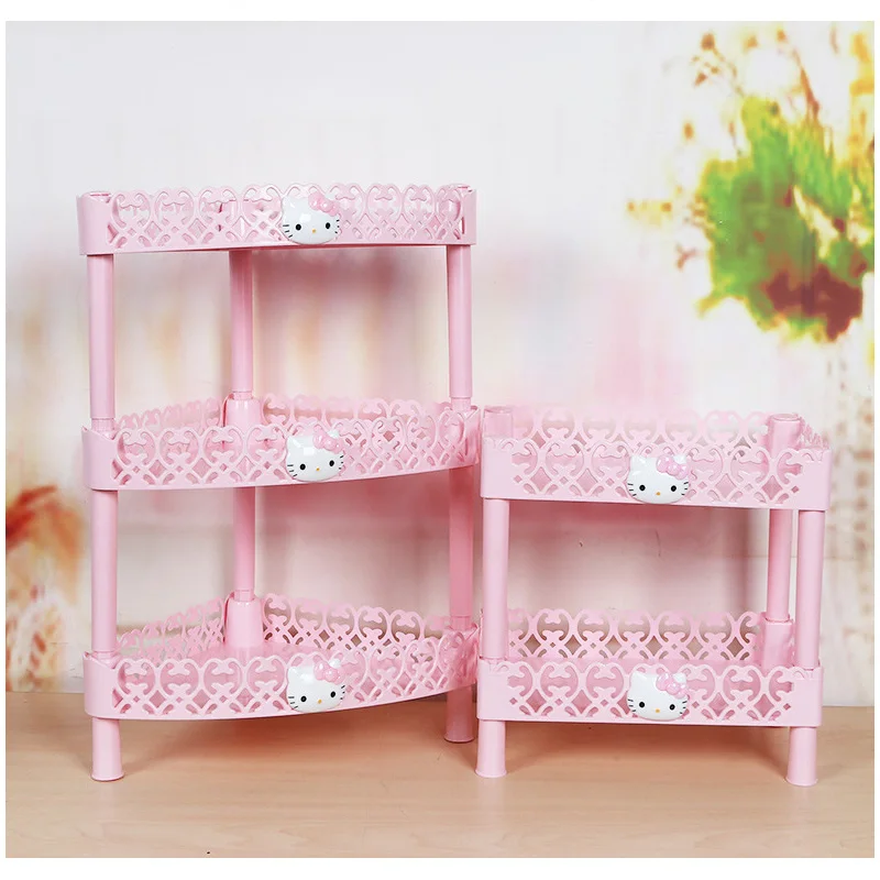 

Мультяшный аниме Hellokittys Kawaii многофункциональный многослойный пластиковый полка для ванной комнаты кухонный Настольный стеллаж для хранения