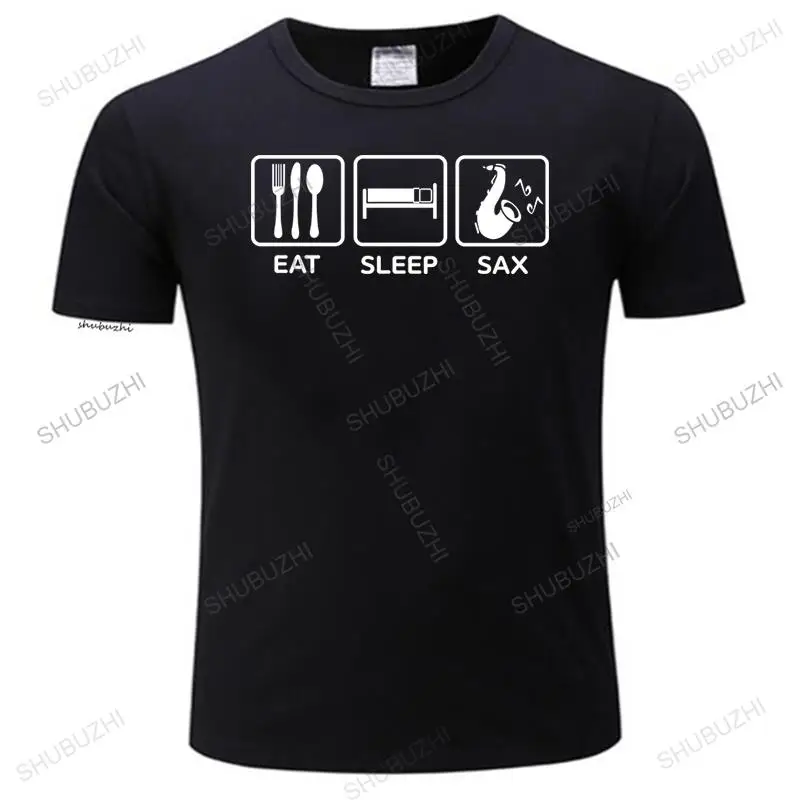 

Funny Eat Sleep Sax T Shirt for Men Short Sleeve Casual Jazz Music Saxophone Lover Tshirt Saxophonist T-Shirts Cotton Tee