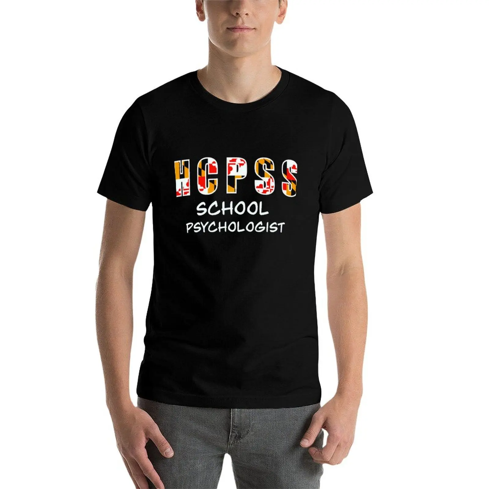 Копия HCPSS School Psych футболка с белым текстом корейские модные футболки большого