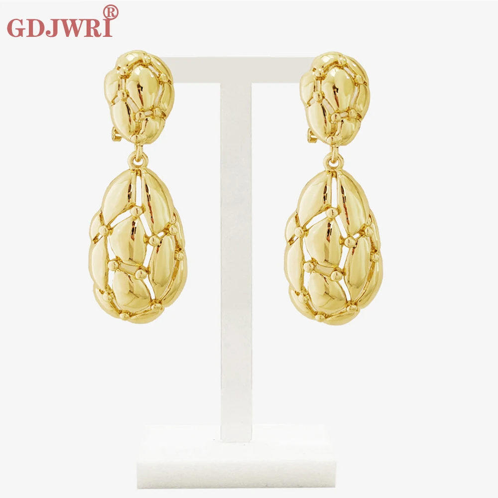 

Fashion Drop Earrings New Copper African Dubai Gold Color Hollow Out For Women High Quality Daily Jewelry Wear Gift Party
