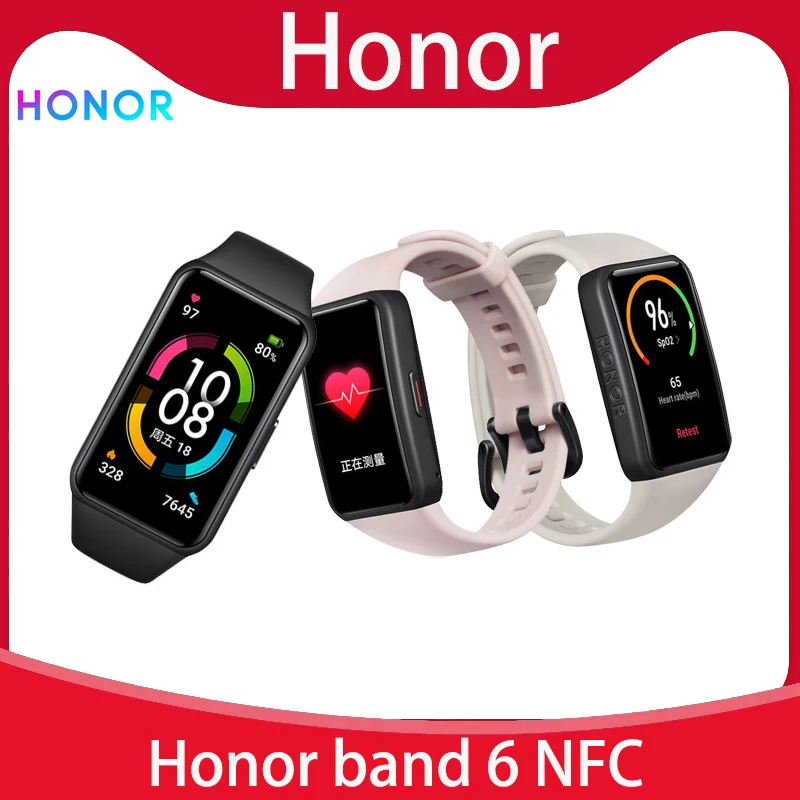 

HONOR Band 6 NFC Smart Bracelet AMOLED Screen Blood Oxygen Smartband Fitness Tracker Bluetooth 5.0 Waterproof Heart Rate