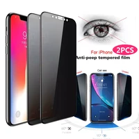 1 2pcs privacy tempered glass screen protector for iphone 13 12 11 pro xs max x xr anti spy glass for iphone 6 6s 7 8 plus