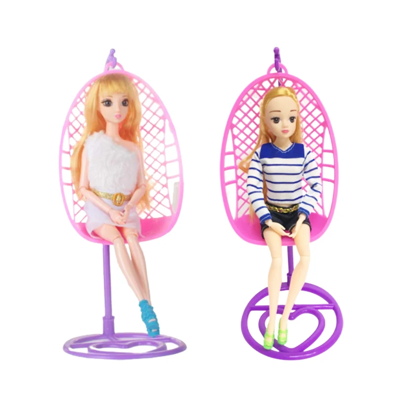 

Fashion Pink Swing Chair for Barbie Dolls Baby Doll's Accessories Cradle Chair Girls Toy Princess Furniture Dollhouse Mini Items