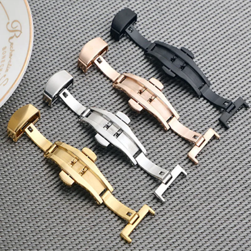 

Automatic Double Click Butterfly Buckle Watch Push Button Fold Deployment Clasp Watchband Strap 10 12 14 16 18 20 22 24mm