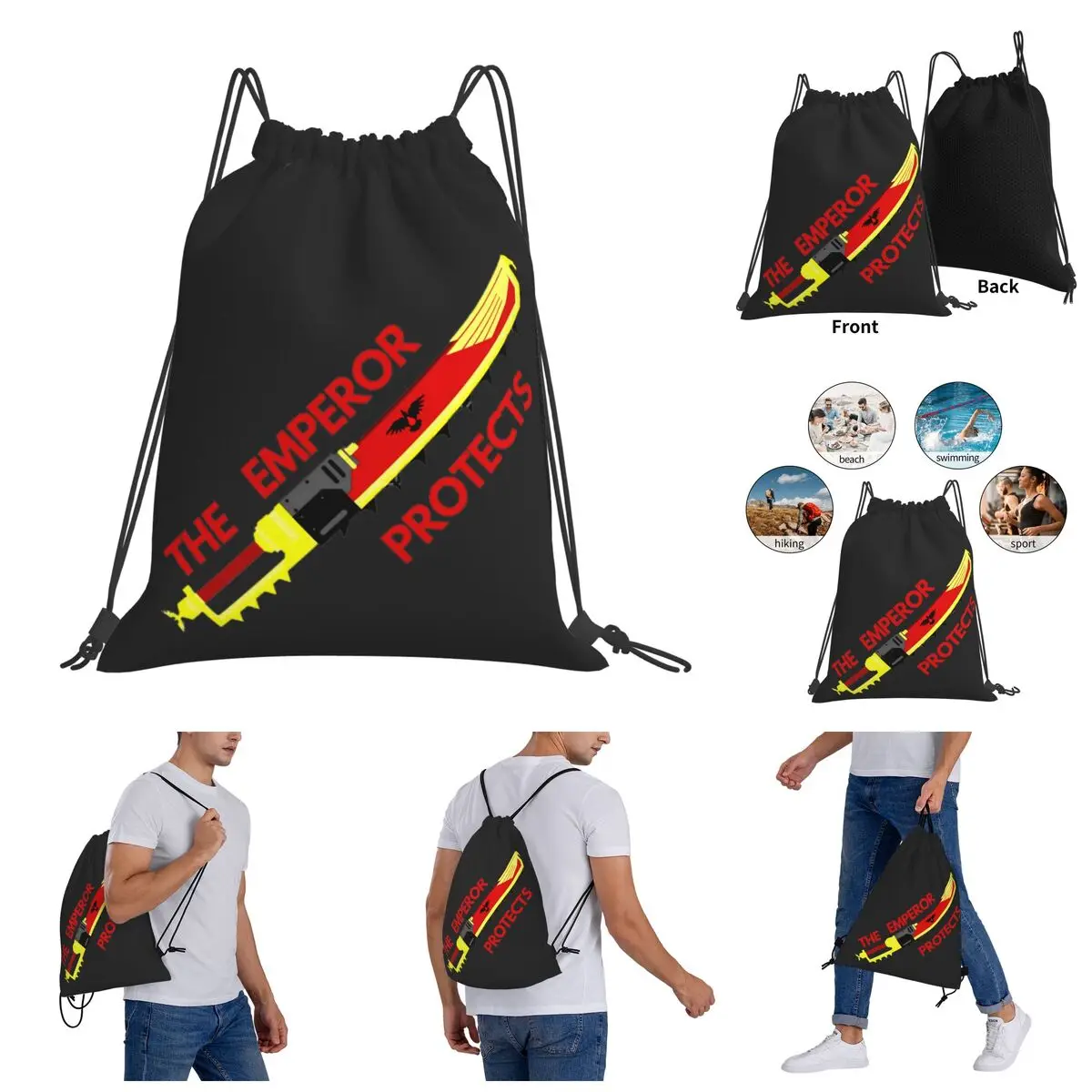 

Backpack Geeky Drawstring Bags Gym Bag The Emperor Protects Blood Ravens Novelty Knapsack