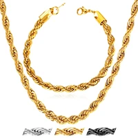 collare men link chain jewelry sets stainless steel goldblack color bracelet necklace sets twisted link chain jewelry s164