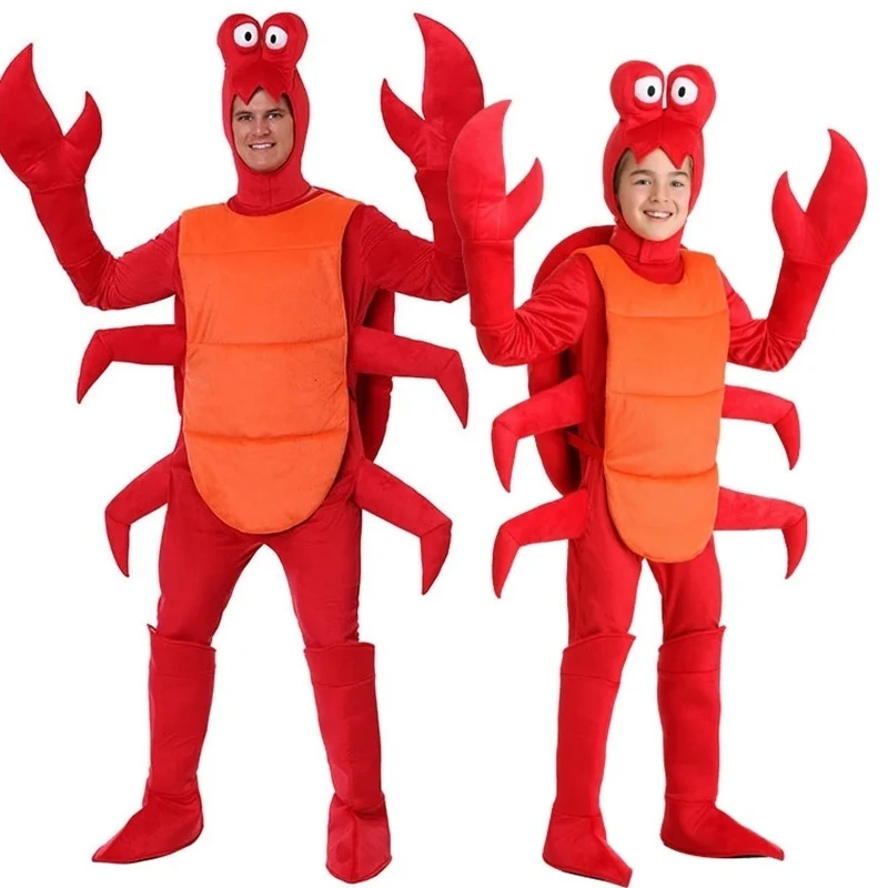 

new Halloween cosplay adult Men Christmas Red Lobster Costume Adult For Party Loose crab Animal party costume Pyjama for kid