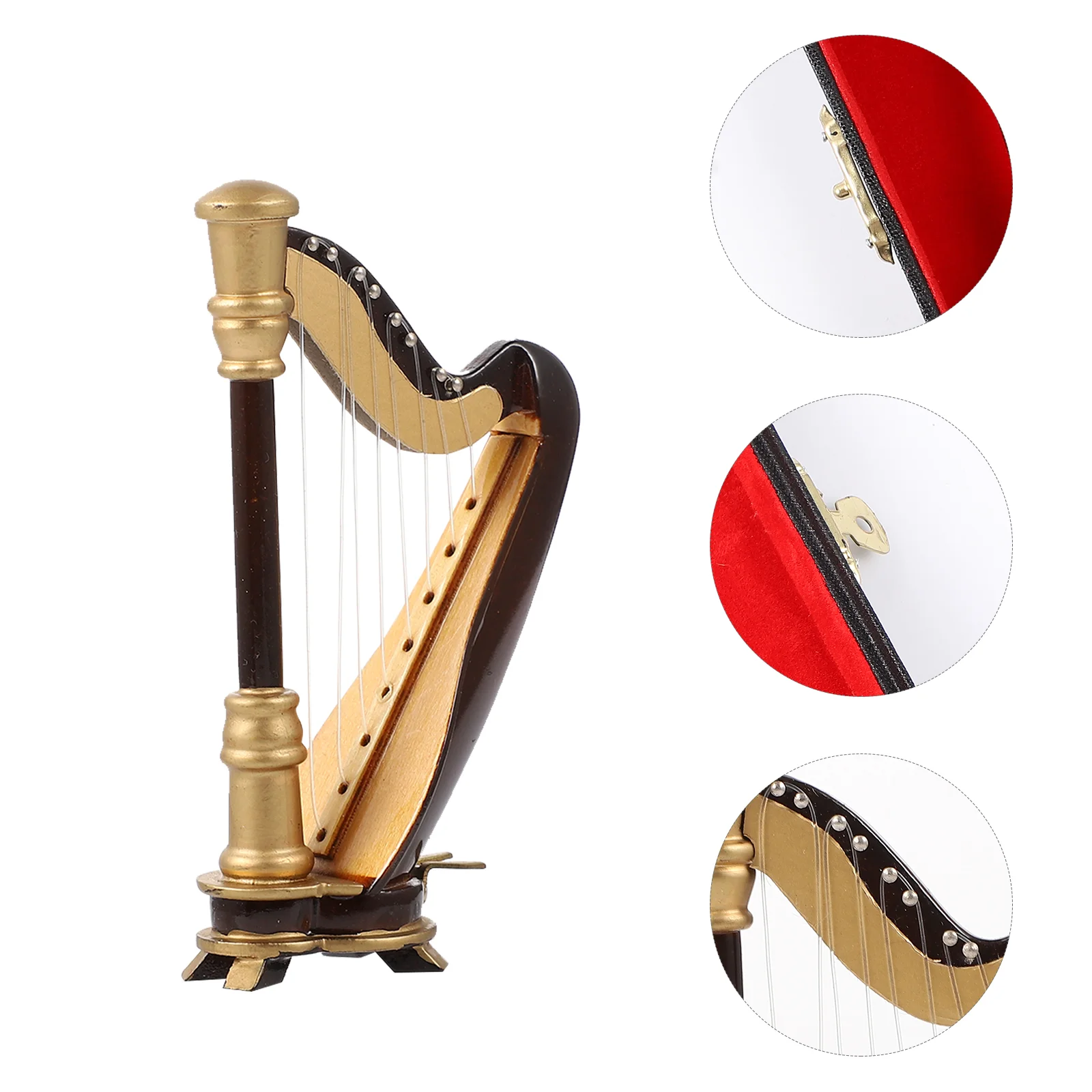 

Miniature Harp Model Wooden Harp Instrument Musical Instrument Harp with Storage Box for Children Harp lovers
