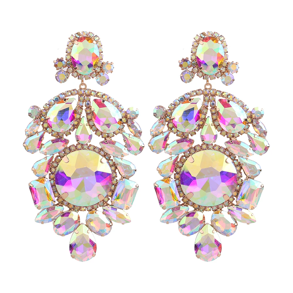 Крупные серьги-подвески со стразами в виде бриллианта, большие стеклянные стразы для невесты, свадебные украшения, Роскошные блестящие женские серьги, подарок