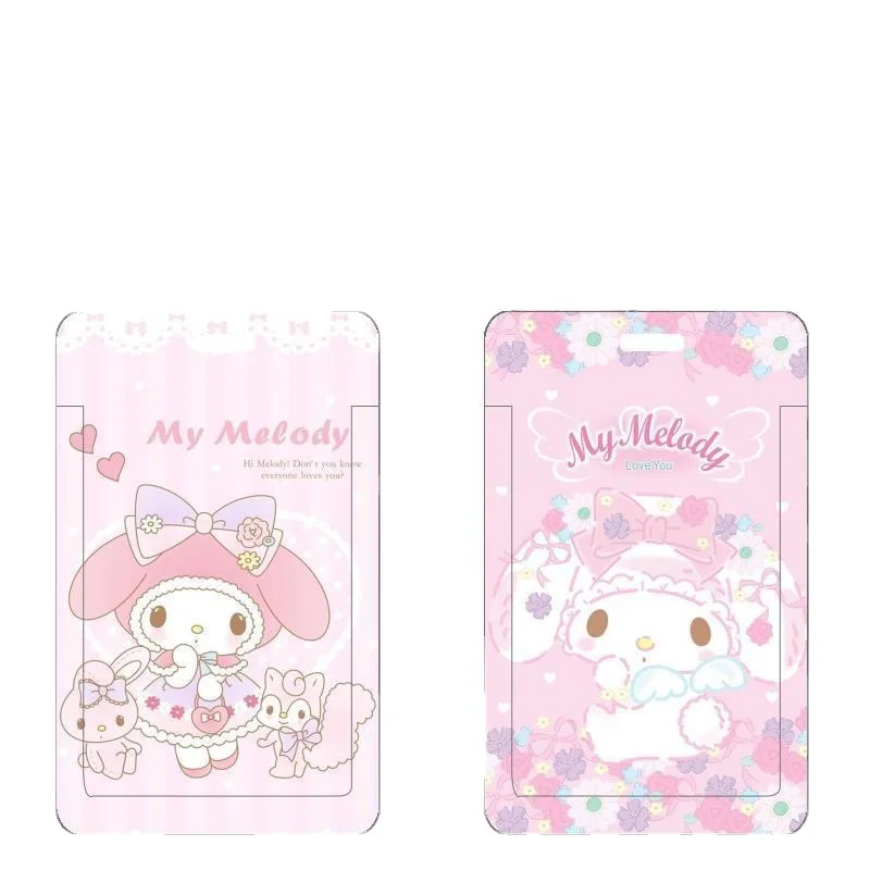 

Sanrioed Anime Cartoon series My melody pvc card set student campus meal card set long lanyard access control factory card set