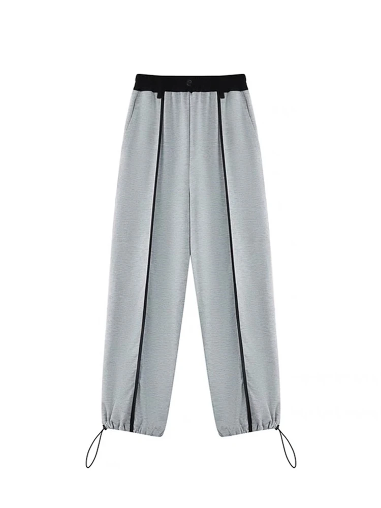 

Spring Summer Sweatpants Women Unisex Gray Wide Leg Sweat Pants Women Drawstring Trousers Fashion All-Match Casual Pants Ladies