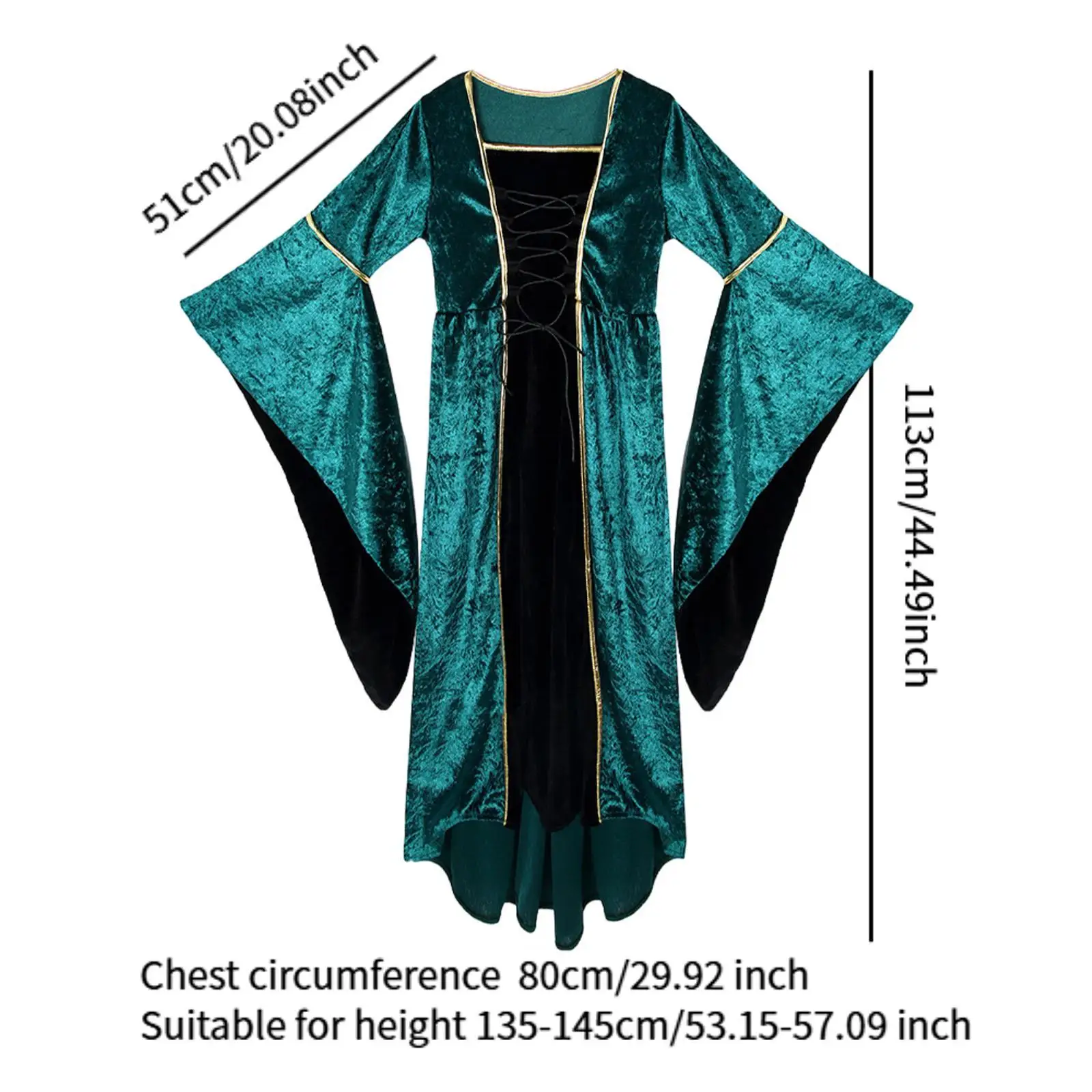 Halloween Children Performance Costume Medieval Renaissance Dress for Fancy Party Supplies Prop Stage