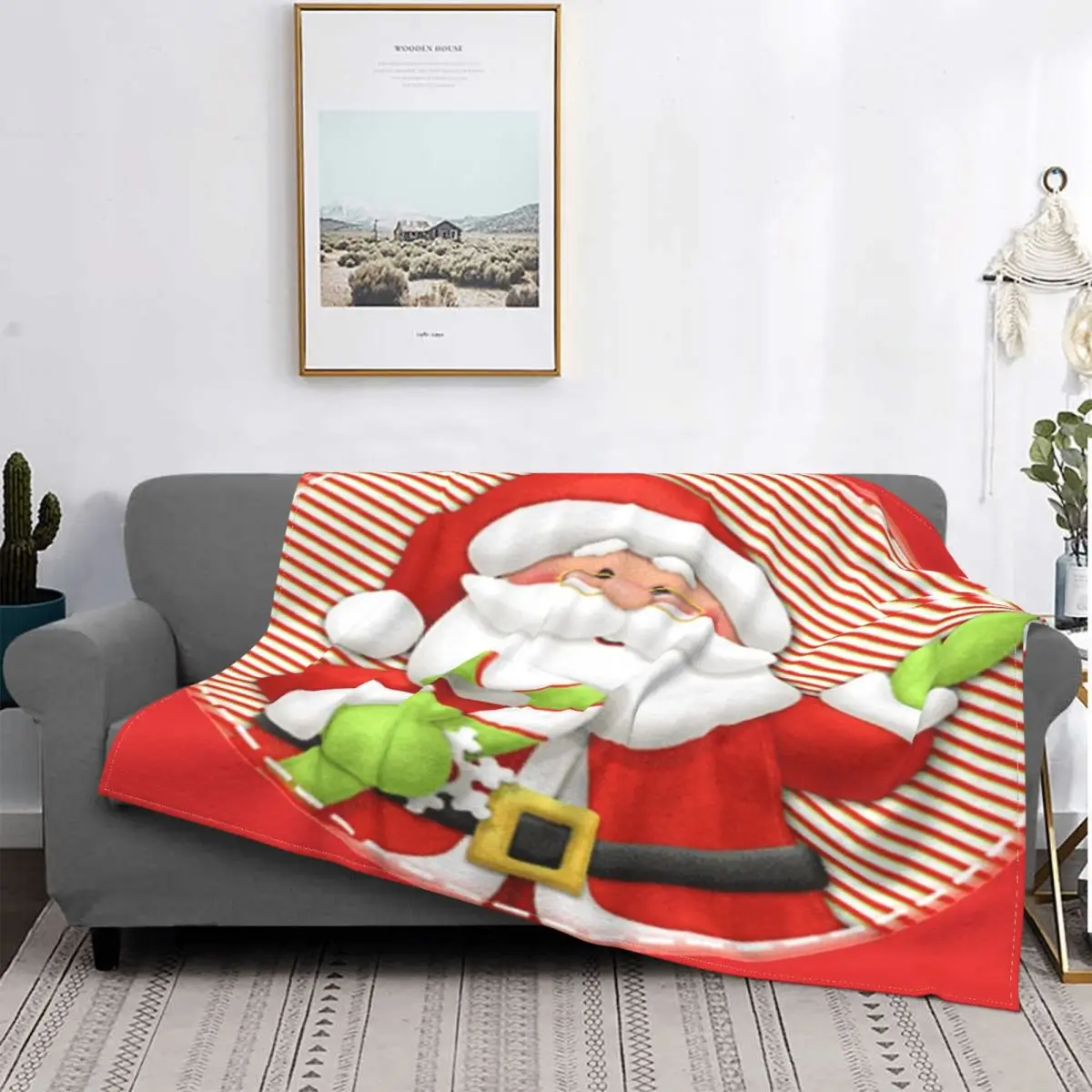 

Manta a cuadros para cama, manta de Papá Noel, padre, Navidad, a cuadros