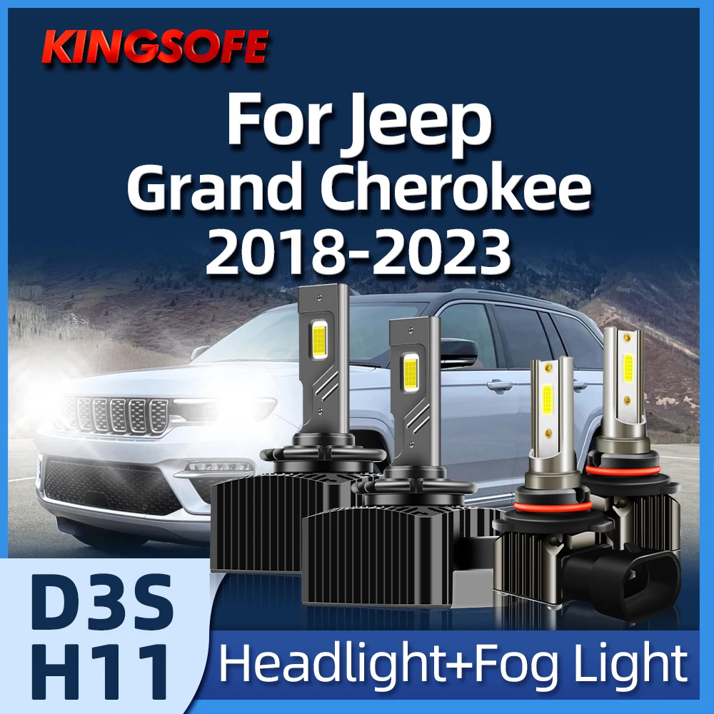 D3S светодиодный передняя фара для Jeep Grand Cherokee 2018 2019 2020 2021 2022 2023 6000 лм HID K белый 55 Вт высокая яркость H11 противотуманная лампа