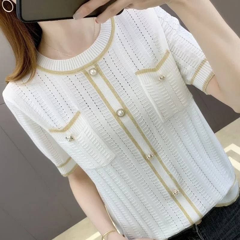 

Summer Knitted Sweater Pullovers Female Knitted Solid Color Cardigan Tops Lady Knitting Jumper Women Loose Casual Knitwear