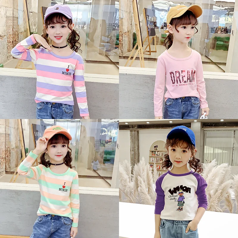 

Baby Girls Cotton Long-sleeved T-shirt Spring Autumn Kids Cartoon Printed Tops Soft Casual Bottoming Shirt Children's Clothing