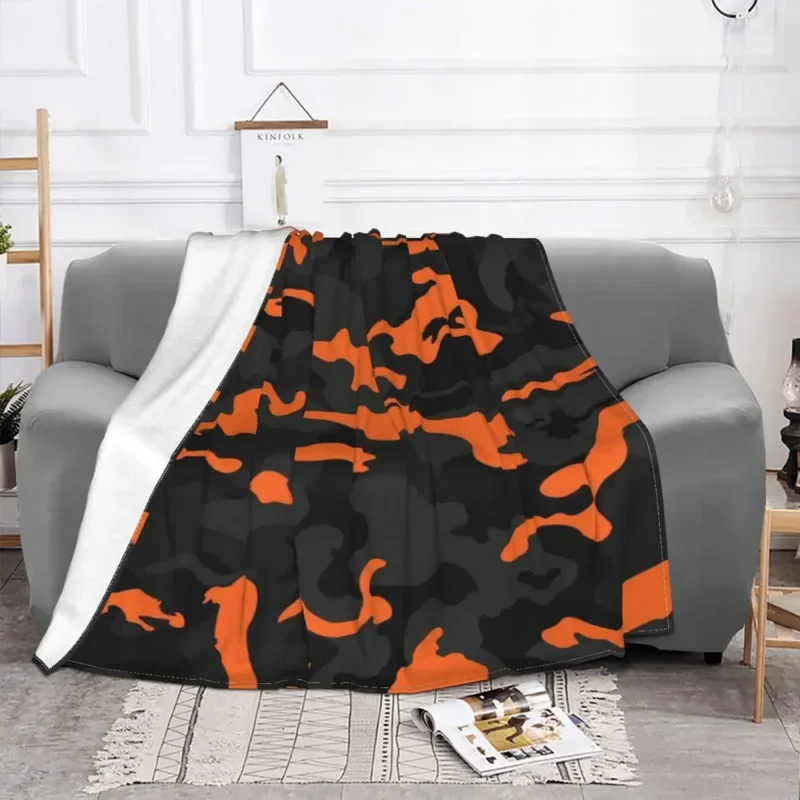 

Camo Style Black Orange Camouflage Blankets Fleece Spring/Autumn Military Super Soft Throw Blanket For Bedding Outdoor Rug Piece