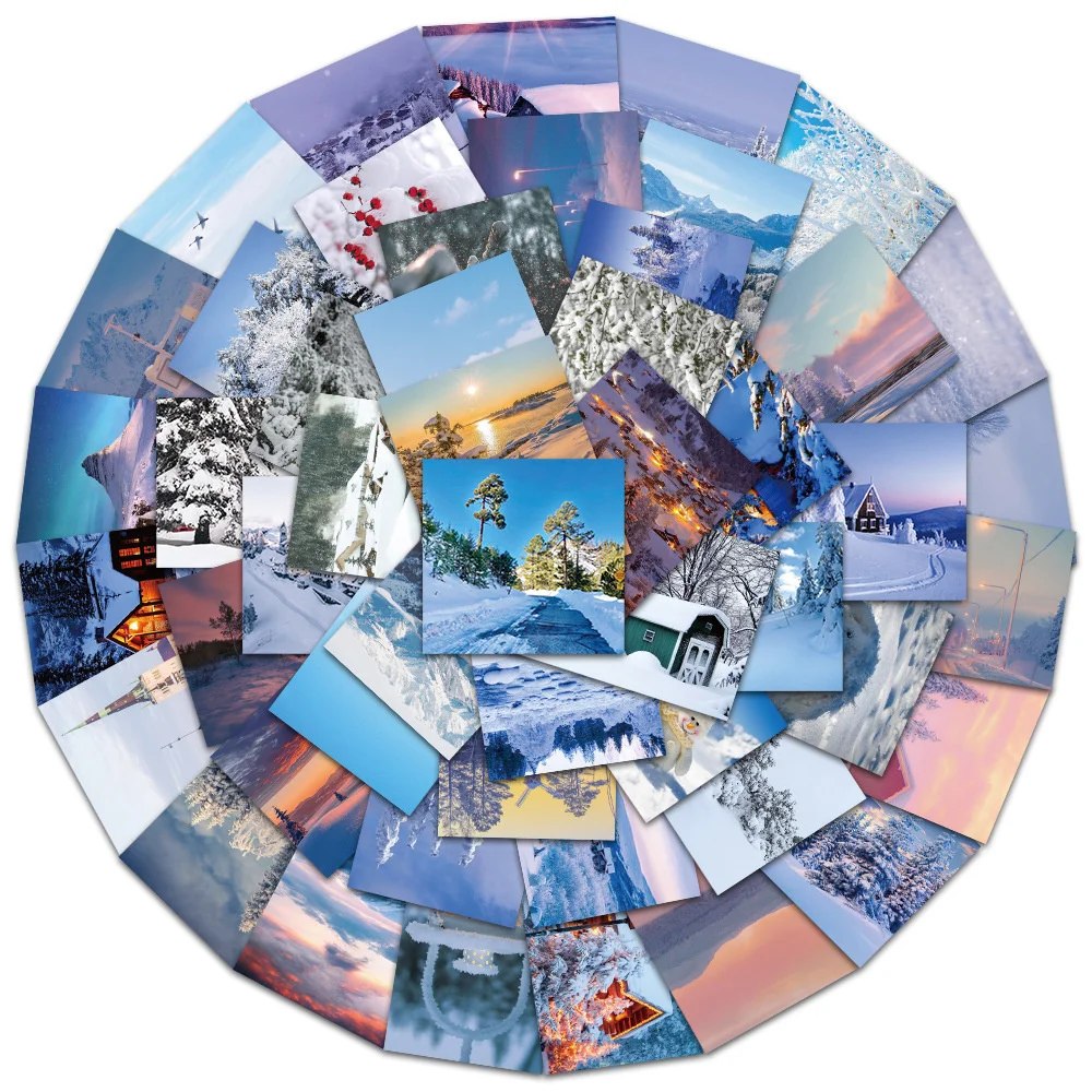 

10/30/50PCS Beautiful Snow Series Landscape Stickers for Luggage Laptop IPad Journal Diary Cup Waterproof Sticker Wholesale