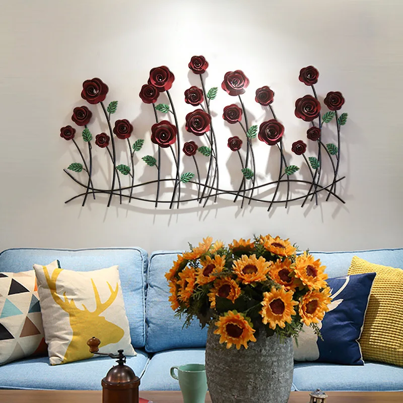 

Креативное домашнее Кованое железное украшение на стену, цветы, мягкое украшение на стену, Средиземноморское Ретро украшение на стену