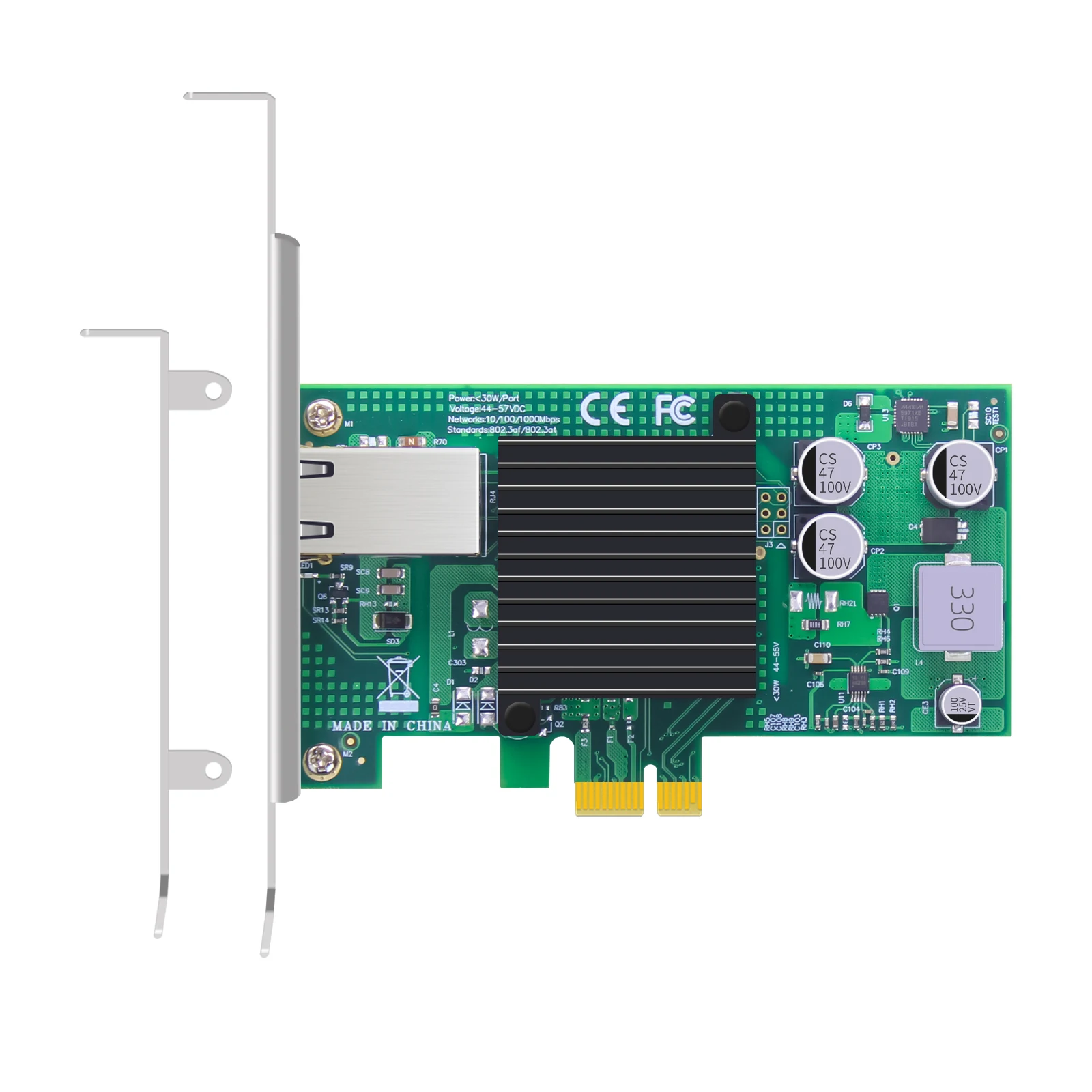 Фото Сетевая карта PoE+ с функцией AVB/TSN, портом локальной сети Gigabit Ethernet RJ45, интерфейс PCIE 2.1 X1 №1