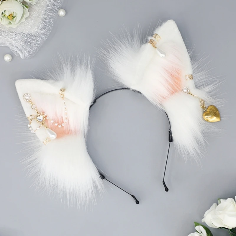 

Cartoon Foxes Ear Shape Hair Hoop with Dangle Jewelry Decors Hair Holder Cosplay Party Headwear for Teenagers Adult